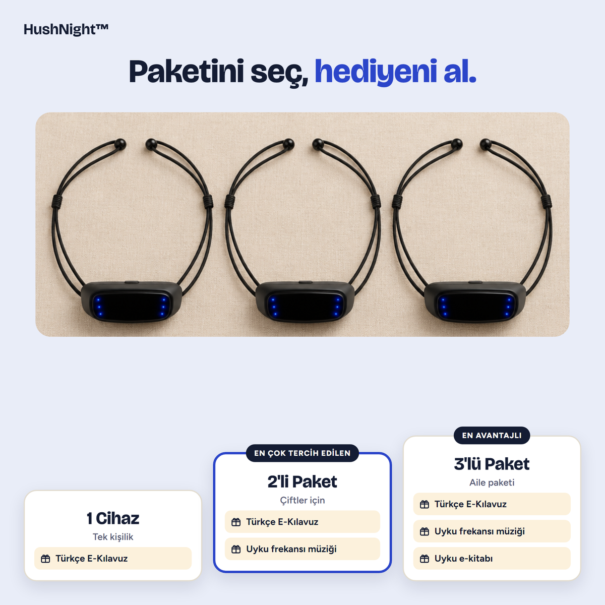 HushNight™ 1, 2 ve 3'lü paketler ve hediyeleri